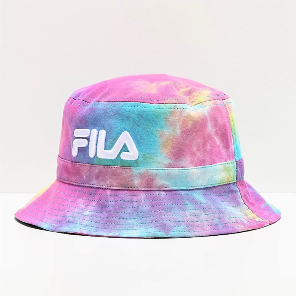 FILA Logo Purple Tie Dye Bucket Hat